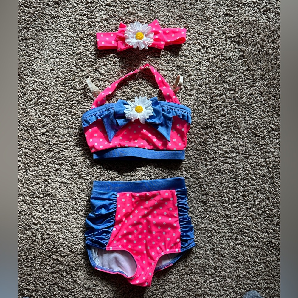 Weissman Girls Dance Costume IC - pink polka dot swim